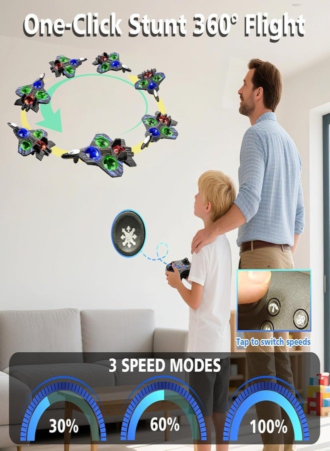 VELOCIOUS RC Fighter Plane for Kids & Adults | 2.4GHz Remote Control Airplane with 6-Axis Gyro | EPP Foam Beginner RC Plane | One-Key Takeoff Landing | 360° Stunt Rolls | LED Lights - Image 5